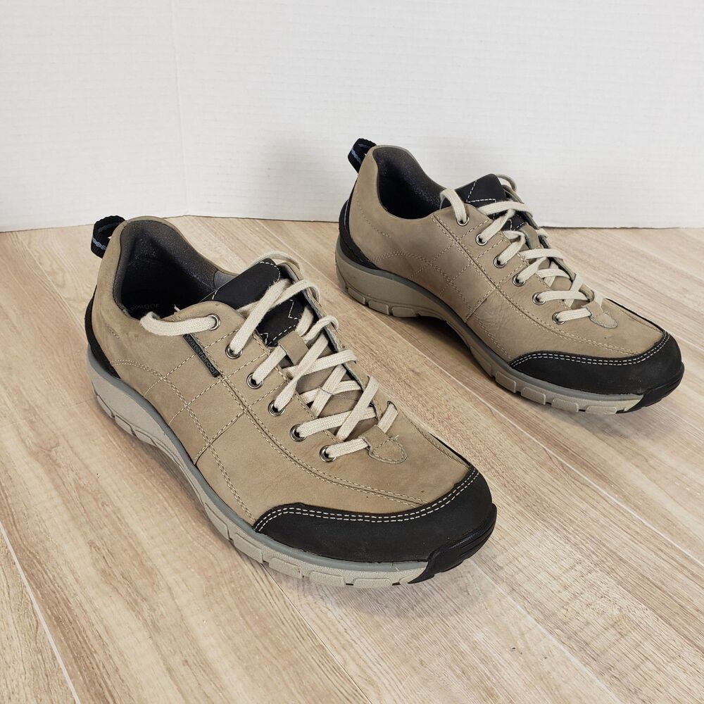 Womens Clarks Wave Trek Beige Leather Waterproof Hiking Shoes Sneakers Size 7.5
